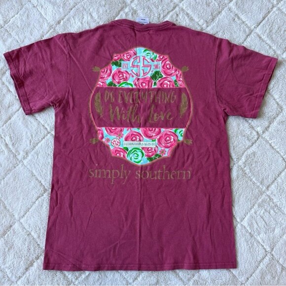 Simply Southern | Red & Gold "Do Everything With Love" Tee | Size Medium - Picture 5 of 14